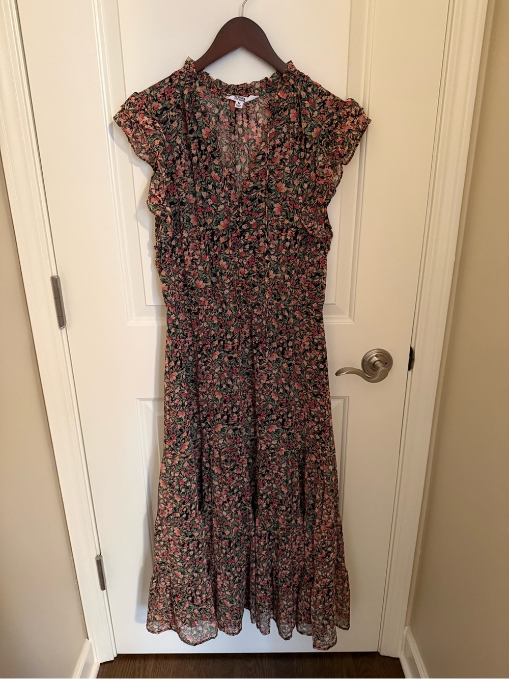 BB Dakota by Steve Madden Black Maxi Dress with Pink & Green Floral Print